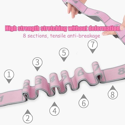 2pezzi Cinghia Yoga,Elastico Fasce di Resistenza,Fasce Elastiche Fitness,Bande Elastiche Rosa per Pilates,Banda Elastica Yoga a 8 Anelli,per l'allenamento Della Flessibilità,Ginnastica,Yoga,Fitness - Ysert