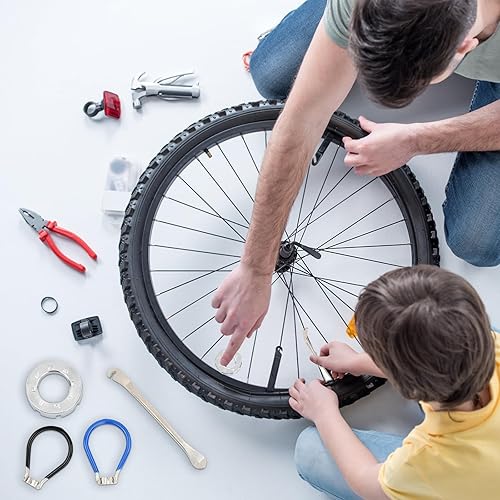 Tiraraggi Bici Universale, Set di 7 Chiave per Raggi della Bicicletta, con Leva per Pneumatici, Tiraraggi Bicicletta Professionale, Tiraraggi Park Tool per Regolare Cerchi di 10g-15g - Ysert