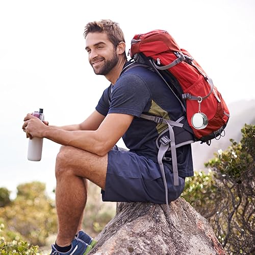 ZMDMAH 2 bicchieri pieghevoli in acciaio inox da 75 ml, pieghevoli, per esterni, in acciaio inox, con coperchio, da campeggio, con posate in acciaio inox (coltello, forchetta, piano di riso) - Ysert