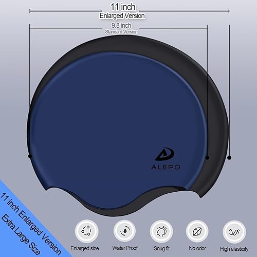 Alepo Cuffia da nuoto extra large per donne e uomini, in silicone resistente, per capelli lunghi con protezione per le orecchie, cuffia da nuoto unisex per adulti per capelli ricci lunghi e spessi e - Ysert