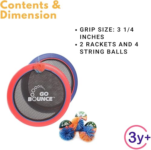 Set per giocare a palla con palla e gioco di rimbalzo con palla di stringhe, 2 x racchette rimbalzo set - Ysert