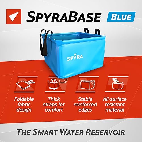 Spyra Secchio per l'acqua portatile, pieghevole, durevole, con cinghie, bordi rinforzati stabili, materiale flessibile e robusto per esterni/giardino (blu) - Ysert