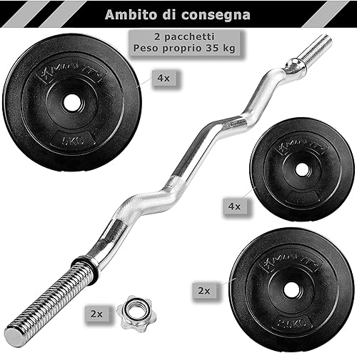 Set di curl MOVIT SZ 23,5kg 35kg o 55kg, set di manubri 65kg o 95kg, con bloccaggi a stella + piastre pesi - Ysert