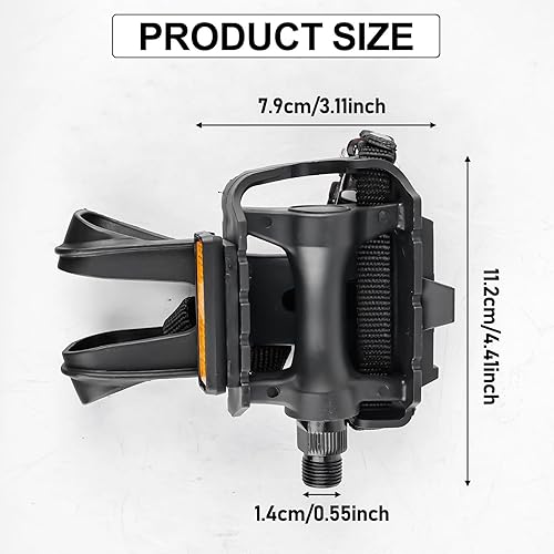 Pedali Bici con Clip e Cinghie, Pedali MTB, Anti-Slittamento Pedali Flat per Bicicletta BMX Ciclismo, Universali Pedali Bicicletta, Pedali Bici per Cyclette Spin Bike e Biciclette da Esterno - Ysert