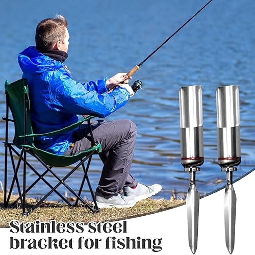 2 Pezzi Supporto da Pesca a Terra in Acciaio Inossidabile, Supporto Pieghevole Universale per Canna da Pesca, Supporto a Terra per Canna da Pesca, per gli Sport All'aria Aperta - Ysert