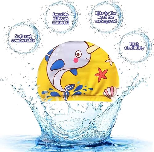 AIYVELU 2 pezzi cuffia da bagno per bambini, cuffia da bagno in tessuto, cuffia da bagno per bambini, unisex, cuffia da bagno in tessuto per bambini da 1 a 8 anni - Ysert