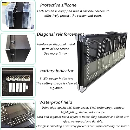 Tabellone Elettronico per Sostituzioni di Calcio (60 Cm/Display Monofacciale), Tabellone di Sostituzione A LED per Calcio, Tabellone per Cambio Giocatore, Batteria Ricaricabile,60cm - Ysert