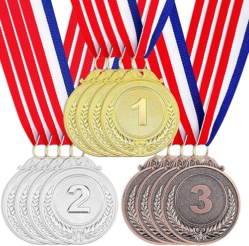 10 Pezzi Medaglie Premiazioni Metallo,Medaglie Bambini Metallo,Winner Medaglia con Nastro Collo,Medaglia Premi per Giochi Sportivi,Feste a Scuola,Bomboniere - Ysert