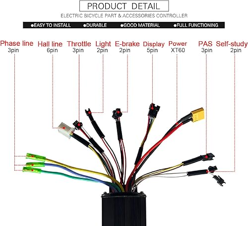 Kit Controller Motore Brushless Bici Elettrica, DC 24V 36V 48V 750W 1000W 30a 3 modalità Controller Brushless Onda Sinusoidale SW900 Kit Pannello Display LCD per Scooter Bicicletta Elettrica - Ysert
