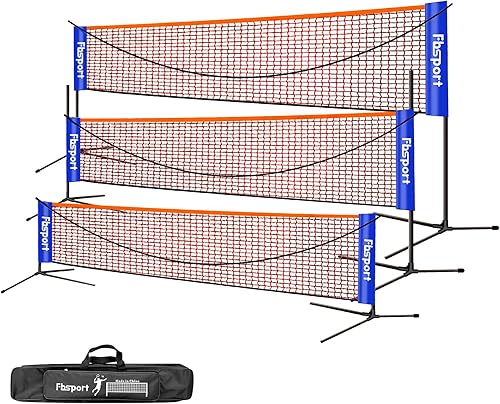 FBSPORT Rete da Badminton Pieghevole, Rete da Calcio Tennis 3-6m Rete da Allenamento per Rete da pallavolo Portatile, 3 Altezze Regolabili Portaoggetti, Interni ed Esterni - Ysert
