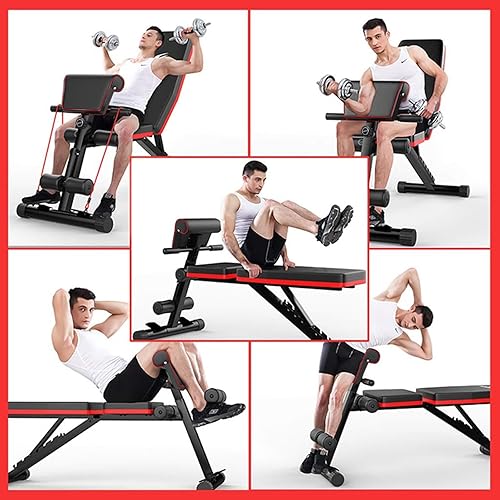 Panca Pesi 5-in-1 Regolabile Multifunzione, Pieghevole da Allenamento per Addominali, 7 Direzioni Schienale Regolabile, Fitness per Casa Palestra Max 150kg - Ysert