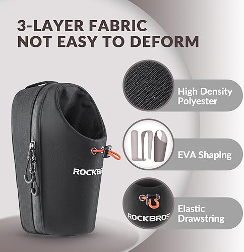 ROCKBROS Borsa Portaborraccia Bici, Borsa Manubrio Bicicletta, Borsa Anteriore per Bottiglia, Borsello con Coulisse, Adatto per MTB, Bicicletta Pieghevole, Scooter, Capacità 1.5L - Ysert