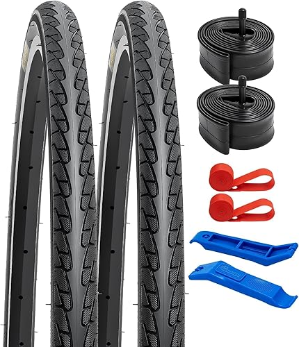 YunSCM 2Pcs 26 Pollici pneumatici 26x1 3/8 ETRTO 37-590 e 2Pcs 26 pollici Camera d'Aria AV32mm, Compatibili Biciclette 26x1 3/8 copertoni e Camera d'aria - Ysert