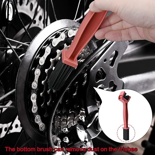 2pcs Bicicleta Motocicleta Cepillos de cadena Cepillo de bicicleta Cepillo de limpieza de cadena de bicicleta multifuncional -26cm Negro y rojo - Ysert
