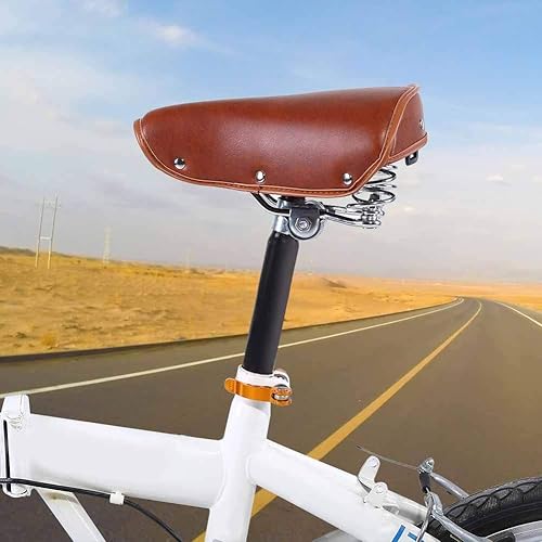 Sellino Bici Morbido Sella Bici Comoda per Uomo Donna, Rivetti Marroni comoda universali Sella Bici Durevole in Pelle PU Spring Spring - Ysert
