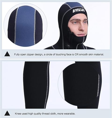 Mute complete da uomo Muta con cappuccio da 5 mm 2 pezzi con cerniera per pesca subacquea - Ysert