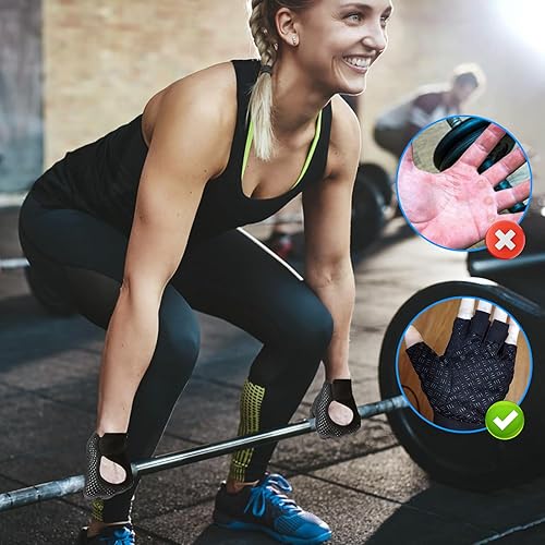 1 Coppia Nero Guanti Palestra Mezzo Dito Uomo, Durevole Guanti da Fitness Traspiranti, Mezze Dita Guanti Palestra Antiscivolo Per Sollevamento Pesi, Ciclismo e Sport All'Aperto - Ysert