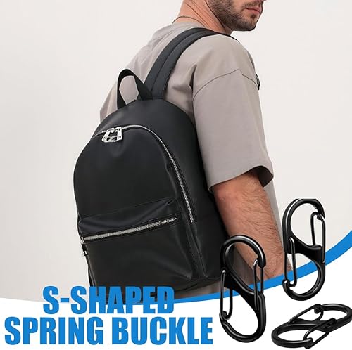 12 pezzi moschettone, moschettone nero per pesca, viaggio, campeggio, moschettone a S, moschettone da arrampicata, moschettone piccolo, portachiavi a moschettone, moschettone, mini moschettone - Ysert