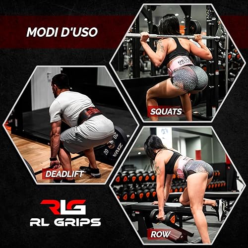 RL Grips® Cintura da Palestra in Pelle per Bodybuilding - Supporto Lombare Imbottito in Pelle per Sollevamento Pesi, Sollevamento Pesi Olimpico e Fitness - Ysert