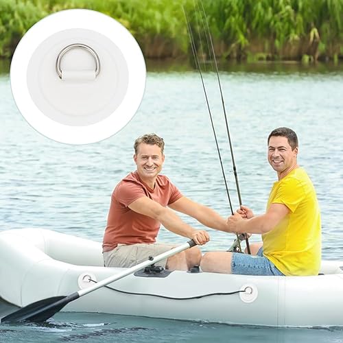 8 pezzi in acciaio inox D-ring Patch per gonfiabile barca kayak canoa D-ring PVC Patch Stand-Up Paddleboard Canoa Rafting Accessori (bianco) - Ysert