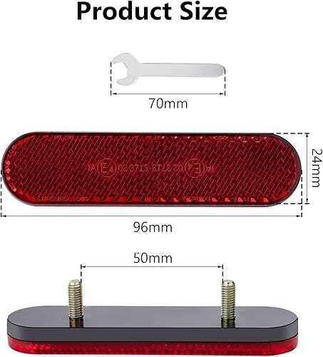 Catarifrangenti Moto Bici Posteriori Rossi,Catarifrangente Rettangolare Rosso omologato E con Viti e Chiave, Catarifrangenti Posteriori Cat's Eye per Scooter Scooter - Ysert