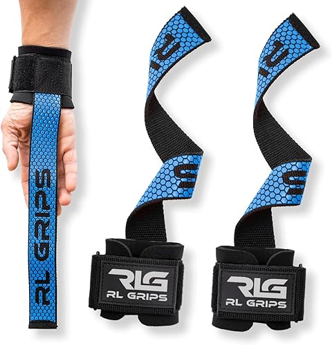 RL Grips® Straps Gym con Fasce per i Polsi per Il Sollevamento Pesi e Il Powerlifting - Fasce per la Schiena con Protezione per i Polsi - Maniglie da Palestra per Il Sollevamento Pesi - Ysert