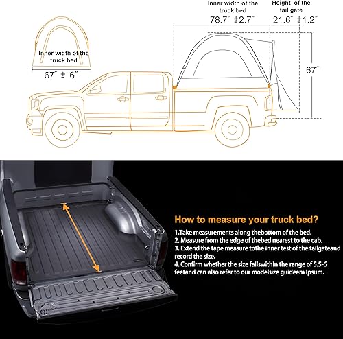 Pickup Truck Tenda Camion Letto Tenda Campeggio Esterna Famiglia Turista Pesca Picnic Viaggi Tende da Sole Tenda with 210D Oxford Fabric Waterproof Truck Bed Camping - Ysert