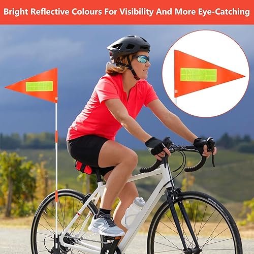 Gagliardetto per Bicicletta, 2 Pezzi Bandiera per Bicicletta 180 Cm Gagliardetto Per Bicicletta Regolabile, Gagliardetto Riflettente per Bicicletta Adatto Alle Biciclette per Bambini (Arancione) - Ysert