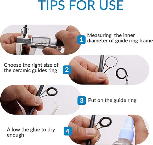 THKFISH Anelli Canna da Pesca Kit Riparazione Canna da Pesca Anello Guida Canna da Pesca Guide in Ceramica Anello 40 Pz - Ysert