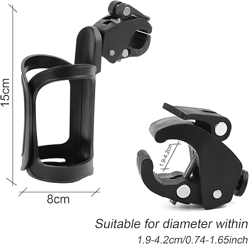 2 Pcs Portabicchieri per Passeggino Universale, Portaborraccia Bici, Porta Biberon Sedia a Rotelle, Regolabile Rotante a 360 Portabibite, per Bicicletta, Trolley, Mountain Bike - Ysert