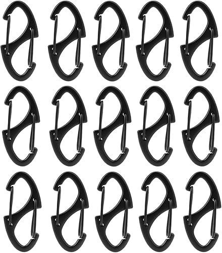 15 Pezzi Deterrente Antifurto con Clip per Cerniera, Moschettone a Forma di S Moschettone Portachiavi Moschettone a Forma di S per Campeggio Tenda Attività All'Aperto Sport (Nero) - Ysert