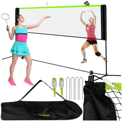 Rete da pallavolo Professionale Rete da Giardino con Pali Altezza regolabile altezza massima 255 cm rete Portatile per Bambini e Adulti Da beach volley, beach soccer, racchettoni, beach tennis - Ysert