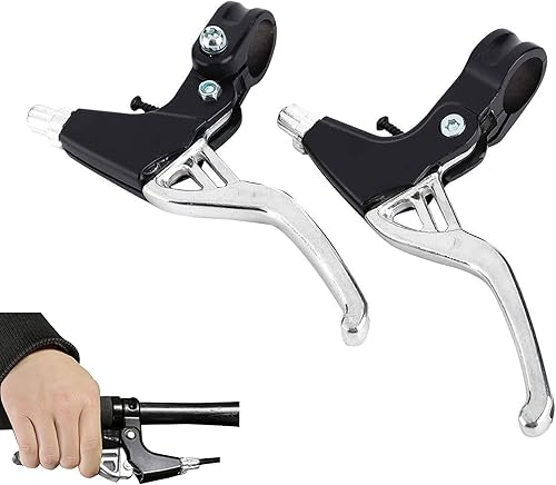 1 Paio di Maniglie del Freno per Bici, in Lega di Alluminio, Mountain Bike, Bicicletta da Strada, Leve del Freno, Diametro 2,2 cm(Argento) - Ysert