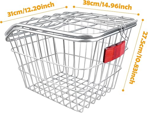 Cestino per Bici Posteriore Portapacchi per Bicicletta, Cestino per Bicicletta Portatile in Metallo di Grande capacità Cestino per Bici in Filo - Ysert