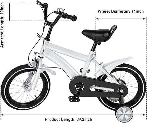 SHZICMY 14' 16' bicicletta bambini bici ragazzi e ragazze bici con ruote di allenamento e campana, regalo per ragazze e ragazzi per 3-8 anni - Ysert