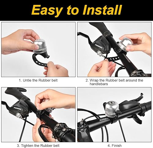 Flintronic Campanello per Bicicletta con Suono Nitido, Campanello per Bicicletta con Cinghie Regolabili, 3 Modalità di Illuminazione, per Bambini e Adulti, Mountain Bike, Bici da Strada - Ysert