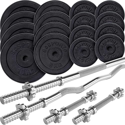 Bilancieri con Pesi - Set da 100/83/55/35/29/28 kg, Dischi Pesi in Ghisa, Ø 31 mm, Barra in Acciaio, Presa Antiscivolo, Nero - Manubri, Sbarra, Palestra - Ysert