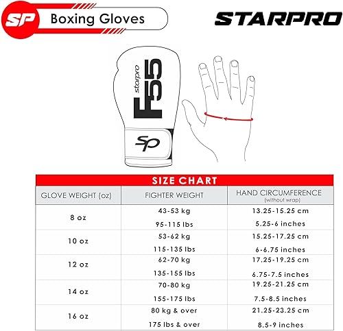 Starpro Guanti Boxe Professionali in Pelle Cronos Sintetica Premium. Guantoni Allenamento Donna e Uomo per Sparring, Muay Thai, Kickboxing, Fitness, Pugilato - Nero& Rosso - 10oz 12oz 14oz 16oz - Ysert