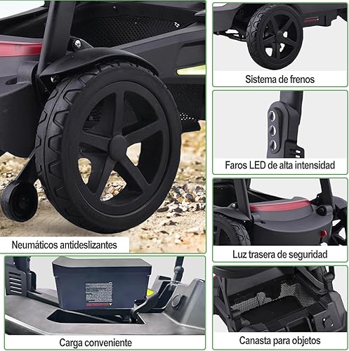 TODIMART YL-219 Scooter Elettrico 4 Ruote, Scooter Disabili e Pieghevole per Adulti, Leggero, Pieghevole, per Anziani con Batteria Rimovibile, Fari a LED e Fanale posteriore - Ysert