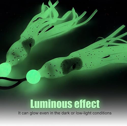 Esche da Pesca, 5 Pezzi Esca Artificiali Traina Luminose con Coda a Gonna a Gancio per Pesca in Acqua Salata Mare - Ysert