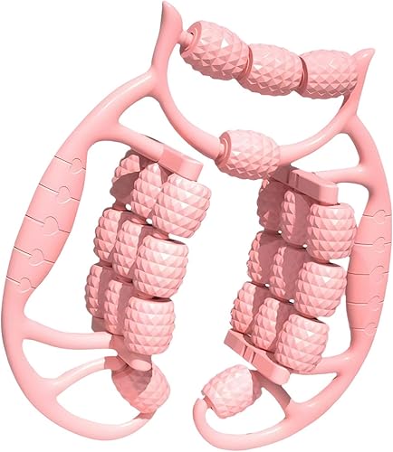 Rullo muscolare a mano per le gambe rulli per gambe rulli per gamba di cellulite 24 ruote strumenti di massaggio per il collo golfista, Bianco - Ysert