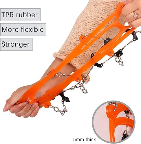 Ramponi da Ghiaccio Antiscivolo, Ramponi Antiscivolo Per Scarpe, Ramponcini Scarponi Neve Ghiaccio, Adatto Per Scarpe da Neve, Scarpe da Trekking, Scarpe Di Cuoio, Scarpe Sportive (Arancia) - Ysert
