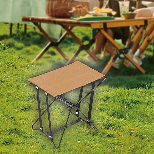 Sgabello da Campeggio Sgabello Pieghevole Portatile sotto poggiapiedi da scrivania Sedia da Sella compatta Poggiapiedi Pieghevole per Barbecue, Cachi - Ysert