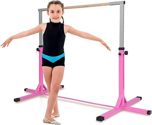 Sbarra da Ginnastica Artistica in Legno Massello e Acciaio, Sbarra da Danza Classica per Casa Regolabile in Altezza tra 91 e 150 cm, con Portata di 100 kg, 200 x 121 x 91/150 cm - Ysert