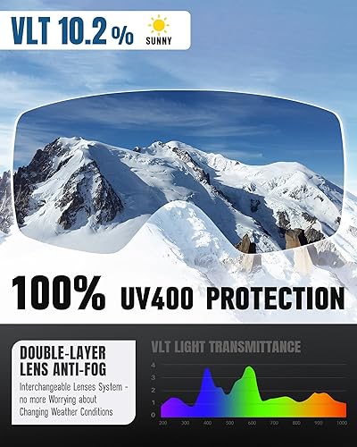 Occhiali da Sci, Occhiali da Neve Per Uominionne Signore Giovani, Occhiali da Snowboard Sopra Gli Occhiali, Occhiali da Sci Con Lenti Intercambiabili, OTG Protezione UV - Ysert