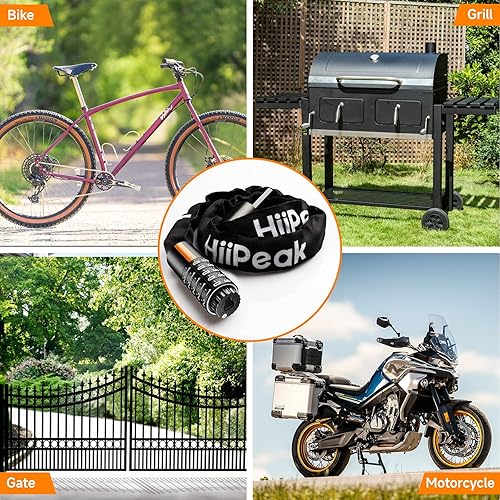 Hiipeak Catena Bici Catena Bicicletta Antifurto, Lucchetto per bicicletta Lucchetto a combinazione, lucchetto a combinazione per bicicletta protezione antifurto lucchetto a catena per bicicletta, moto - Ysert