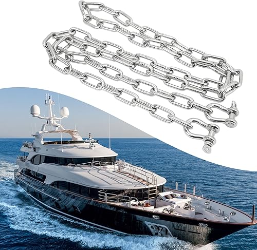 Catena per Ancora per Barche, Catena per Ancora in Acciaio Inossidabile 316 di Grado Marino, Catena per Ancora 6,6 Piedi con Doppio Anello di Bloccaggio 5/16 di Pollice per - Ysert
