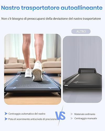 Tapis roulant per casa, walking pad con pendenza, tapis roulant elettrico con telecomando e indicatore LED, tapis roulant scrivania per ufficio/casa, 2,5 CV, capacità 120 - Ysert