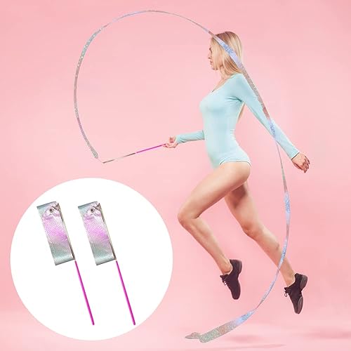 2 nastri lampeggianti per danza, nastro da ginnastica da 190 cm, bacchetta rotante per ballerini, per bambini, ballerini, allenamenti, feste di compleanno, esibizioni. - Ysert