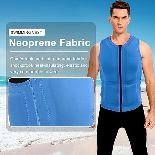 Giubbotto di Salvataggio anticollisione, Gilet da Nuoto Leggero in Neoprene per Adulti, Giubbotto di Salvataggio ad Alta galleggiabilità per Kayak, Surf(Black,L) - Ysert